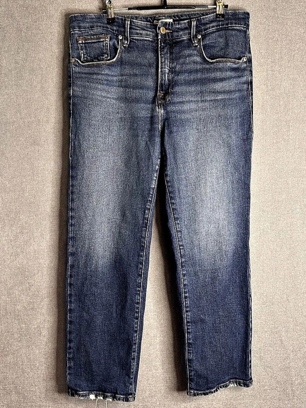 Good American Good Legs Straight Mid-Rise Ankle Jeans Women's Size 14/32